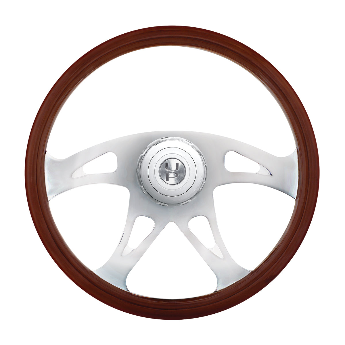 18" Boss Style Wood Steering Wheel With Hub & Horn Button Kit For Peterbilt (2006+) & Kenworth (2003+)