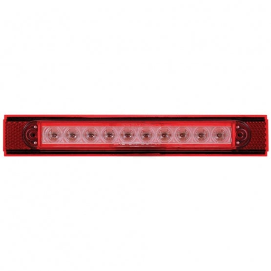 10 LED Conspicuity Reflector Plate Light With Red Reflector - Red LED/Clear Lens (Each)