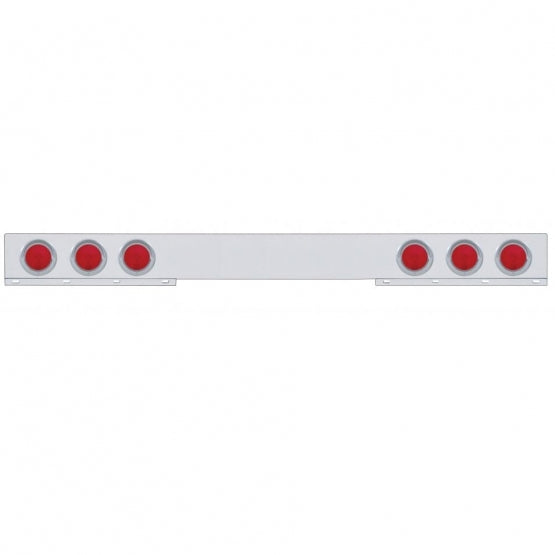 Chrome 1 Piece Rear Light Bar With Six 4" Lights & Visors