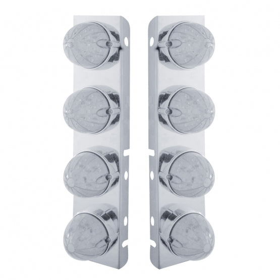 SS Front Air Cleaner Bracket With 8X 19 LED Watermelon Lights & Bezels For Peterbilt-Amber LED/Clear Lens
