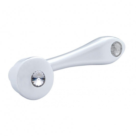 Chrome Die-Cast Window Crank With 16-Spline 7/16” OD Adapter - Clear Crystal