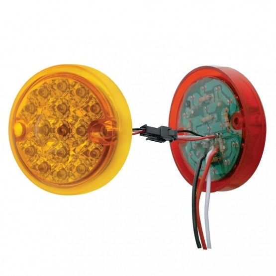 30 LED 3" Dual Function Reflector Double Face Light Kit - Amber & Red LED/Amber & Red Lens