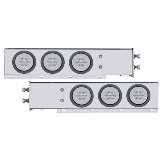2.5" Bolt Pattern SS Spring Loaded Bar With 6X 21 LED 4" GloLight -Red LED/Clear Lens (Pair)