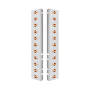 SS Front Air Cleaner Bracket With 22X 3 Amber LED 3/4" Mini Lights & SS Bezels For Peterbilt-Amber Lens