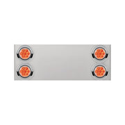 33-3/4" Stainless Rear Center Panel With Four 7 LED 4" Reflector Lights&Visors(No LP Holes)-Red LED/Clear Lens
