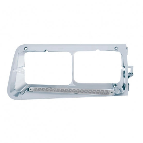 19 LED Headlight Bezel For 1989-2009 Freightliner FLD - Driver - Amber LED/Clear Lens