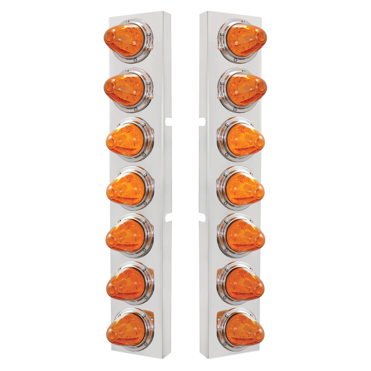 SS Front Air Cleaner Bracket With 14X 11 Amber LED Watermelon Lights & Bezel For KW Trucks -Amber Lens
