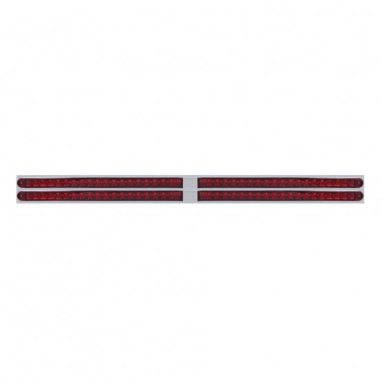 Chrome Top Mud Flap Plate With Four 19 LED 24" Reflector Light Bars - Red LED/Red Lens (Each)