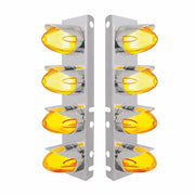 SS Front Air Cleaner Brkt With 8X 9 Amber Hi/Lo LED Watermelon GloLight & Visors For Peterbilt-Amber Lens