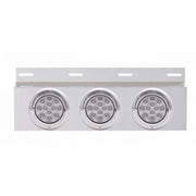 Stainless Top Mud Flap Plate With 3X 12 LED 4" Lights & Visors - Red LED/Clear Lens (Each)