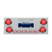 SS Rear Center Panel With 4X 21 LED 4" GloLight & 6X 9 LED 2" Lights & Visors-Red LED/Clear Lens