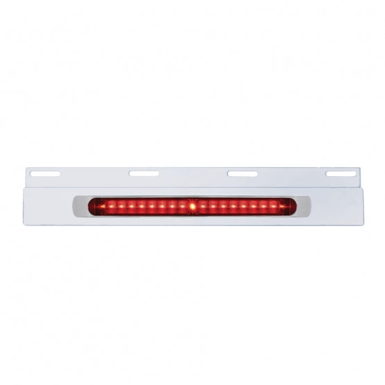 Stainless Top Mud Flap Plate With 19 LED 17" Light Bar & Bezel - Red LED/Red Lens (Each)