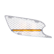 Chrome Air Intake Grille W/Reflector LED Light For 2012-2021 Peterbilt 579 (Passenger) - Amber LED/Clear Lens