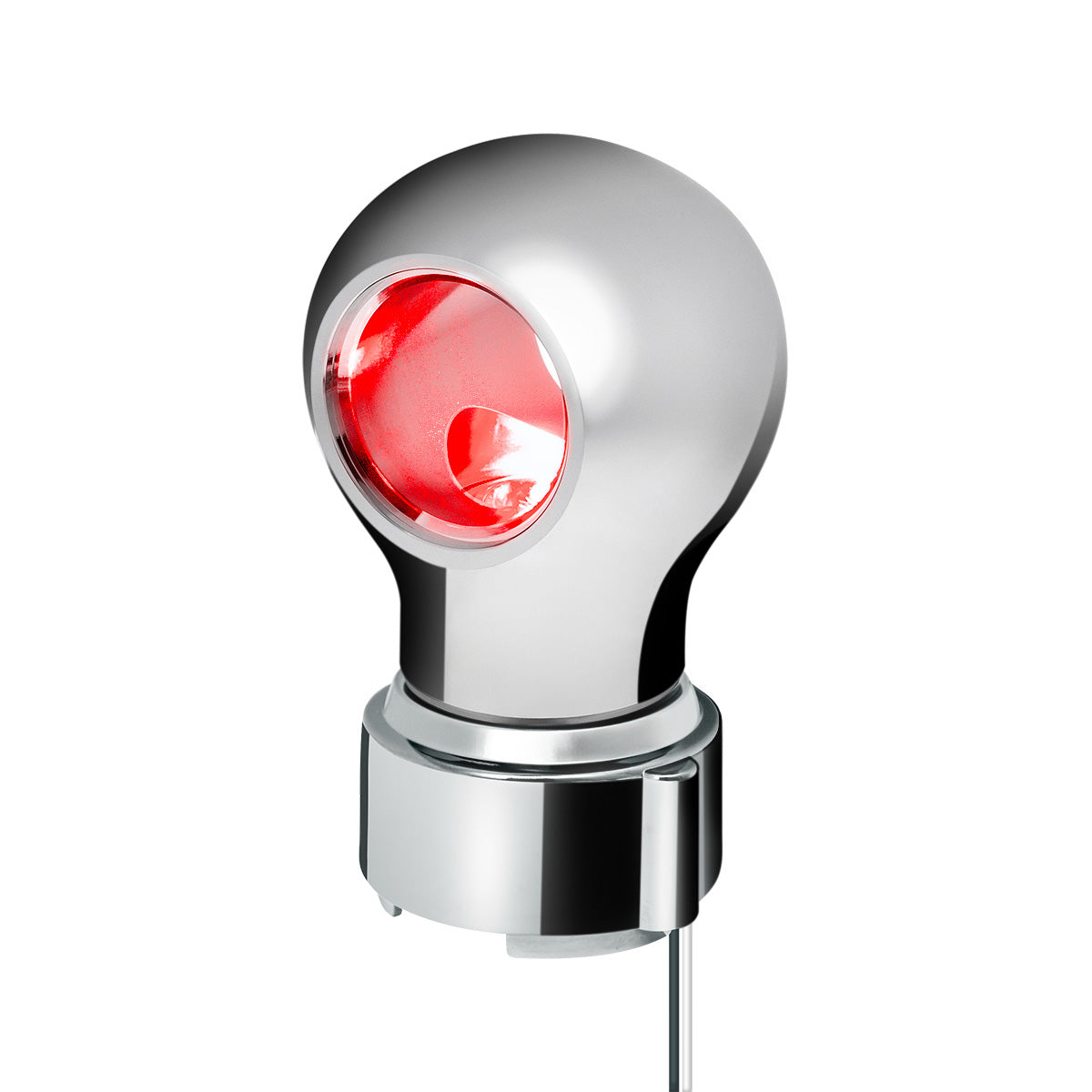Thread-On Chrome Charlotte Style Gearshift Knob With LED 9/10 Speed Adapter-Red LED