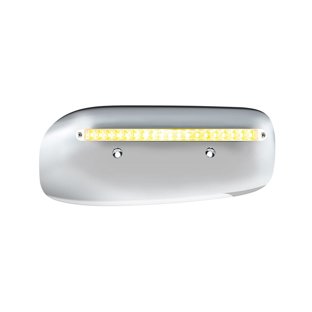 19 LED Rear Headlight Housing Cover For 2008-2023 Peterbilt 389 (Passenger)-Amber LED/Clear Lens