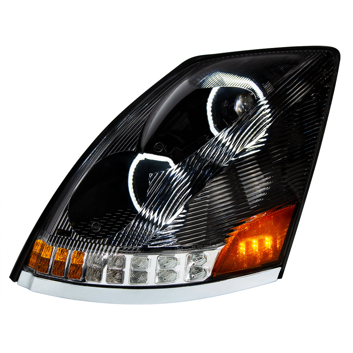 Black 10 LED Headlight For 2003-2017 Volvo VN/VNL - Driver Side