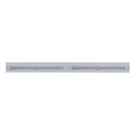 Chrome Top Mud Flap Plate With Two 19 LED 12" Reflector Light Bars - Red LED/Clear Lens (Each)