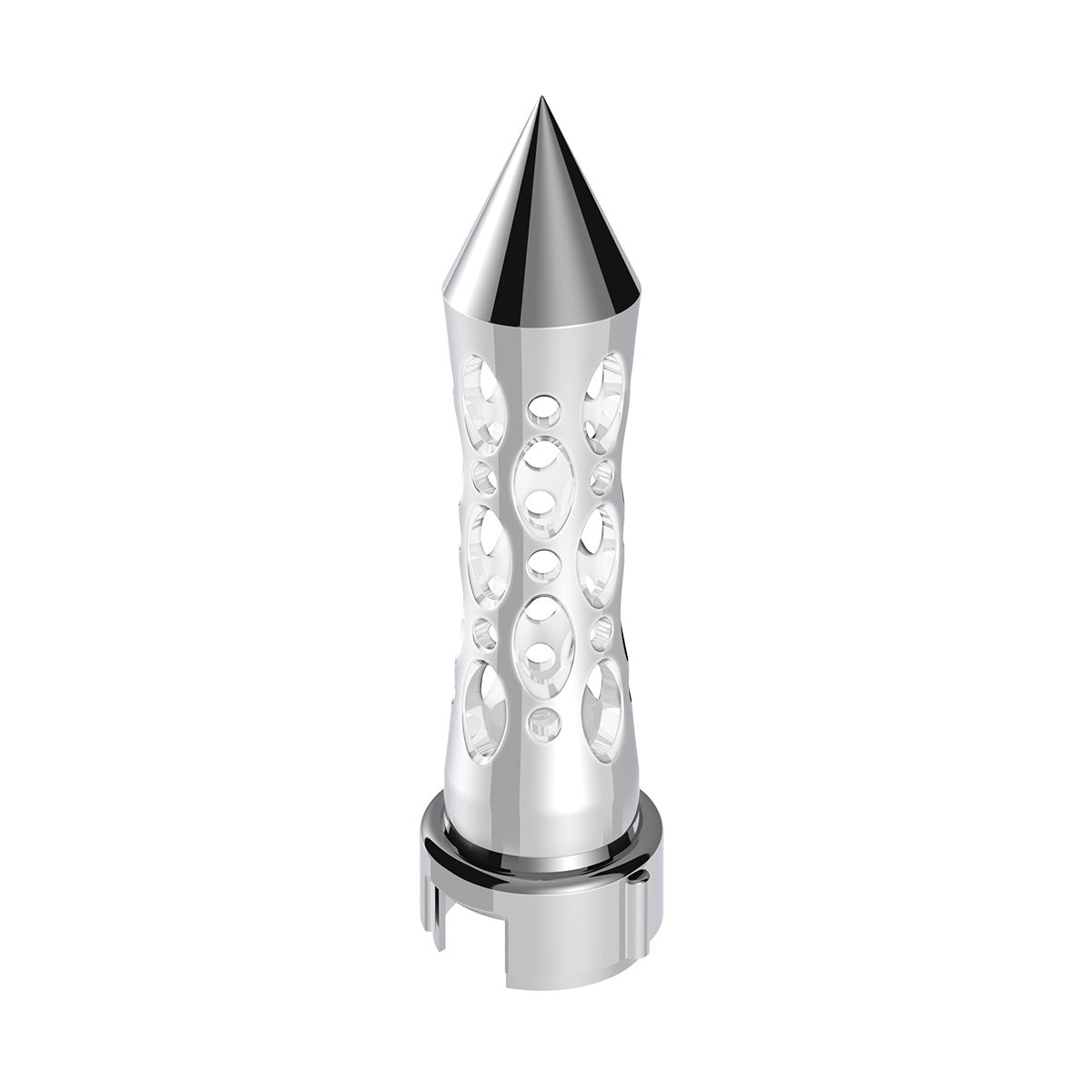 Thread-On Daytona Style Spike Gearshift Knob With LED 13/15/18 Speed Adapter - Chrome/White LED