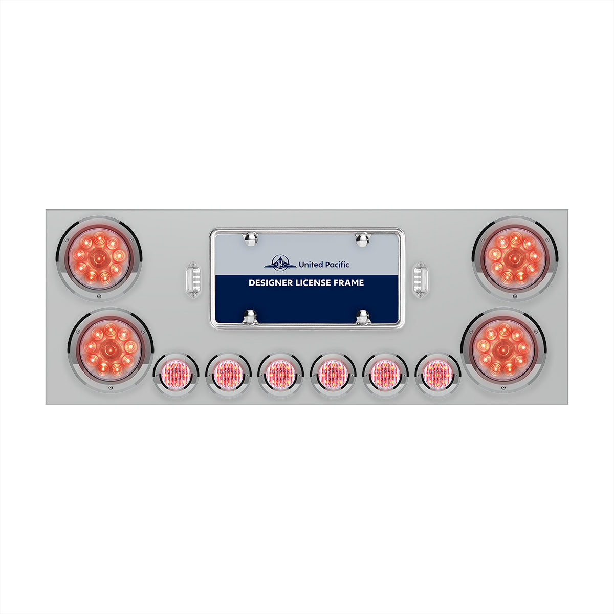 SS Rear Center Panel With 4X 10 LED 4" Lights & 6X 9 LED 2" Lights -Red LED/Clear Lens