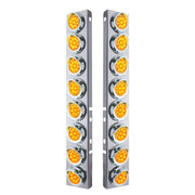 SS Front Air Cleaner Bracket With 16X 9 LED 2" Reflector Lights & Visors For Peterbilt -Amber LED & Lens