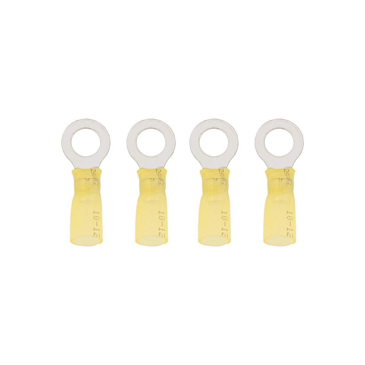 12-10 AWG 5/16" Stud CS Heat Shrink Ring Terminal - Yellow (4-Pack)
