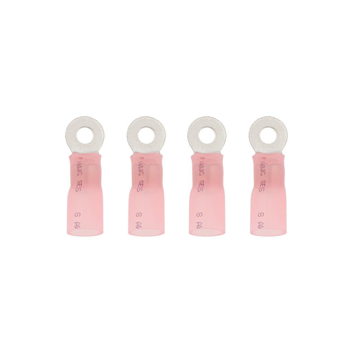 8 AWG #10 Stud CS Heat Shrink Ring Terminal - Pink (4-Pack)