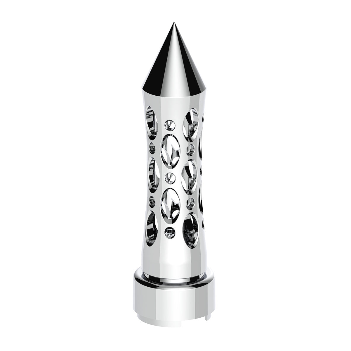 M30X3.5 Thread-On Daytona Style Spike Gearshift Knob With 9/10 Speed Adapter - Chrome/Vertical