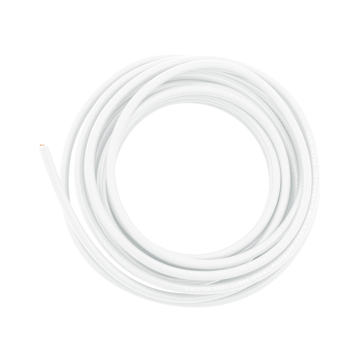 Primary Wire - Rated 80°C 12 AWG, White 12 Ft.