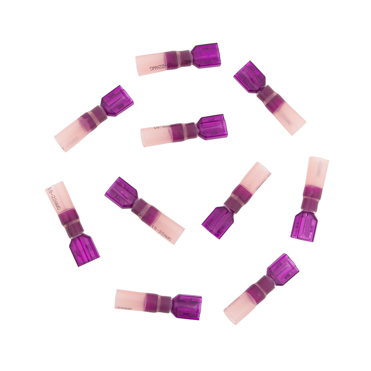 22-18 AWG .250 Tab CS Fully Insulated Heat Shrink FM Disconnect - Red (10-Pack)