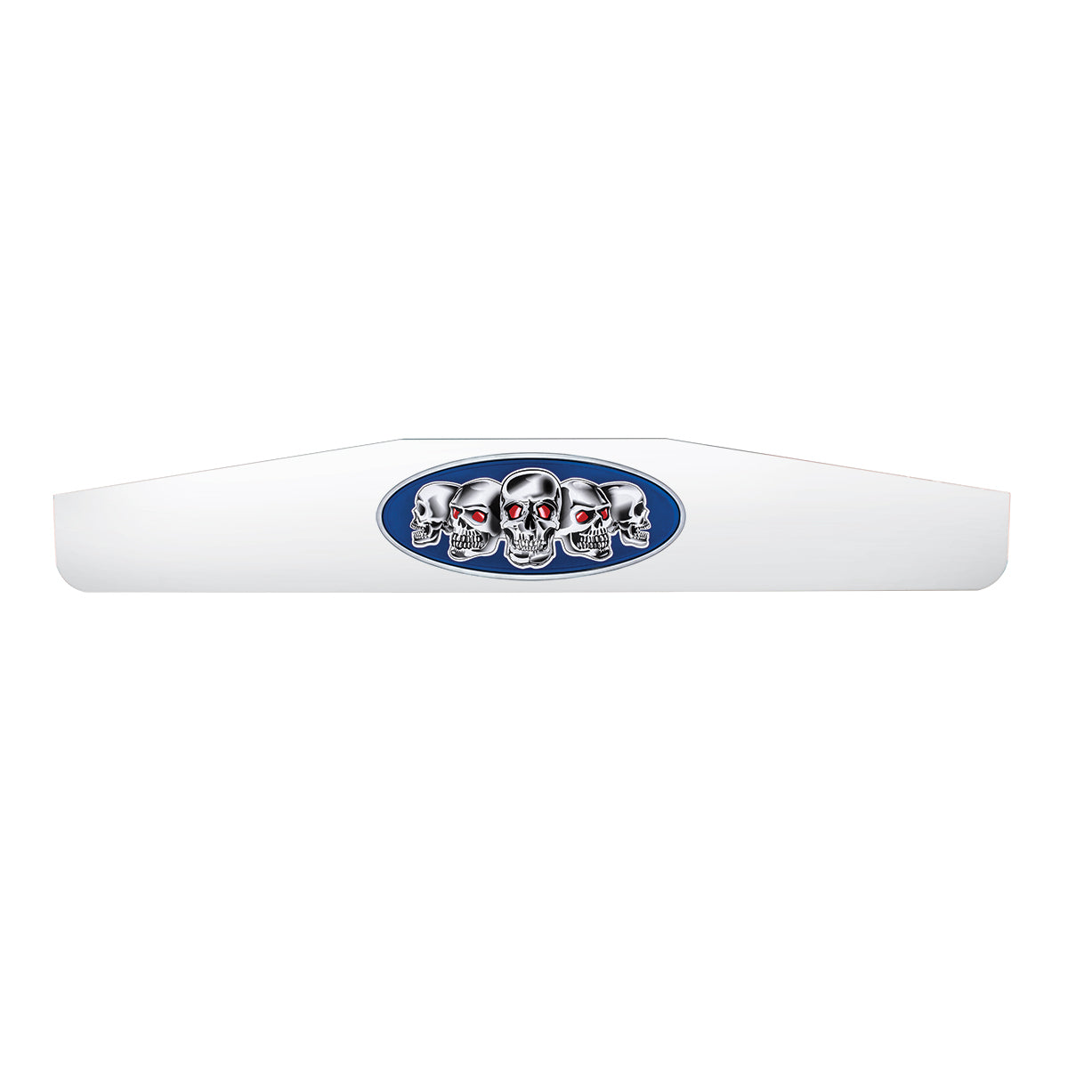 4" X 24" Chrome Bottom Mud Flap Weight With Oval Blue Skull Emblem