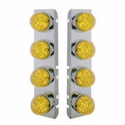 SS Front Air Cleaner Bracket With 8X 19 LED Bullet Style Lights & Bezels For Peterbilt-Amber LED & Lens