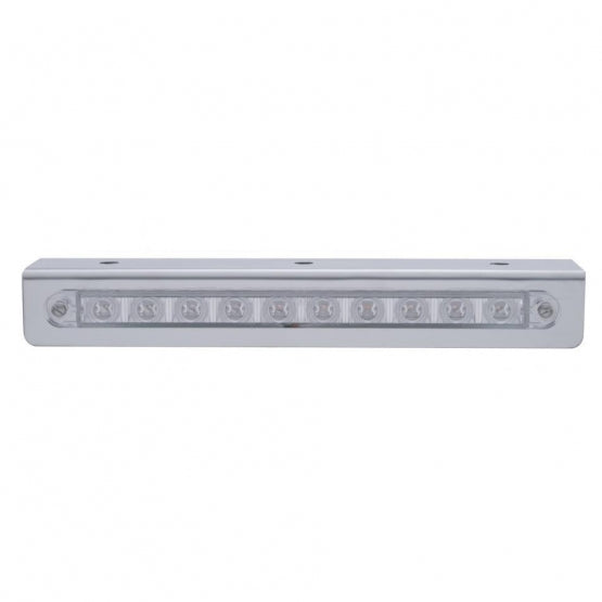 9-3/4" Stainless Light Bracket With 10 LED 9" Light Bar - Red LED/Clear Lens
