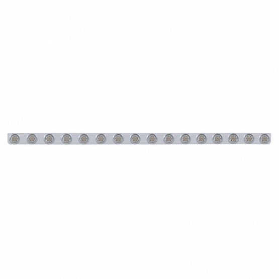 79-1/2" SS Bumper Light Bracket With 16X 9 LED 2" Reflector Lights & Visors -Red LED/Clear Lens