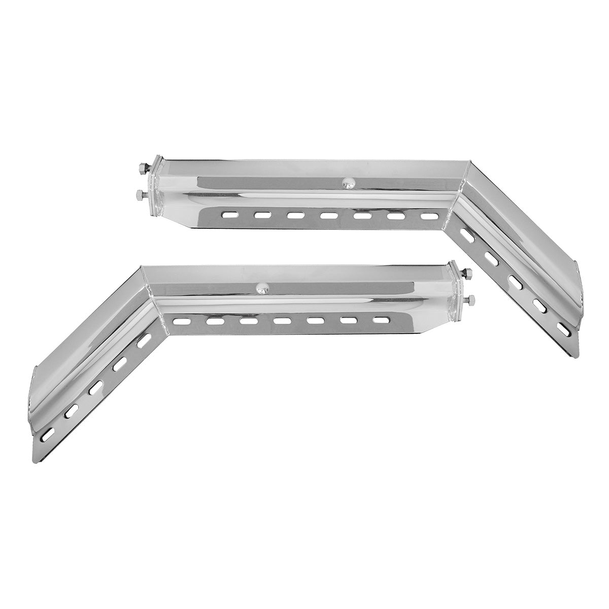 30" Chrome 45-Degree Angled Heavy Duty Mud Flap Hangers - 2" Bolt Pattern (Pair)