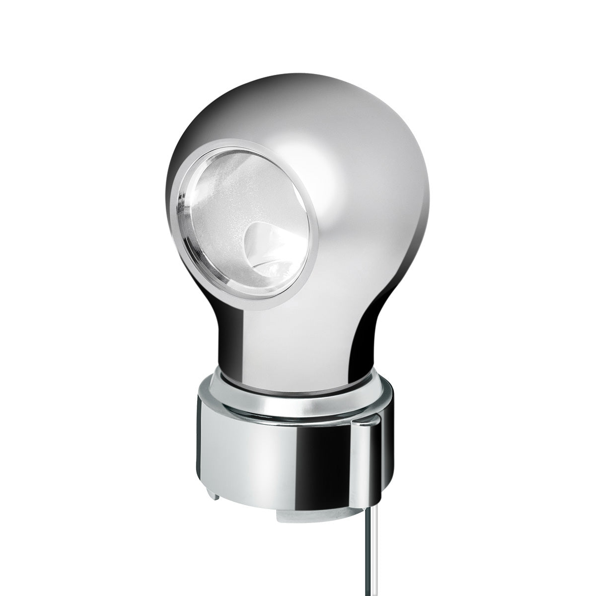 Thread-On Chrome Charlotte Style Gearshift Knob With LED 9/10 Speed Adapter-White LED