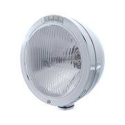 Stainless Steel Bullet Classic Headlight H4 Bulb & LED Turn Signal - Clear Lens