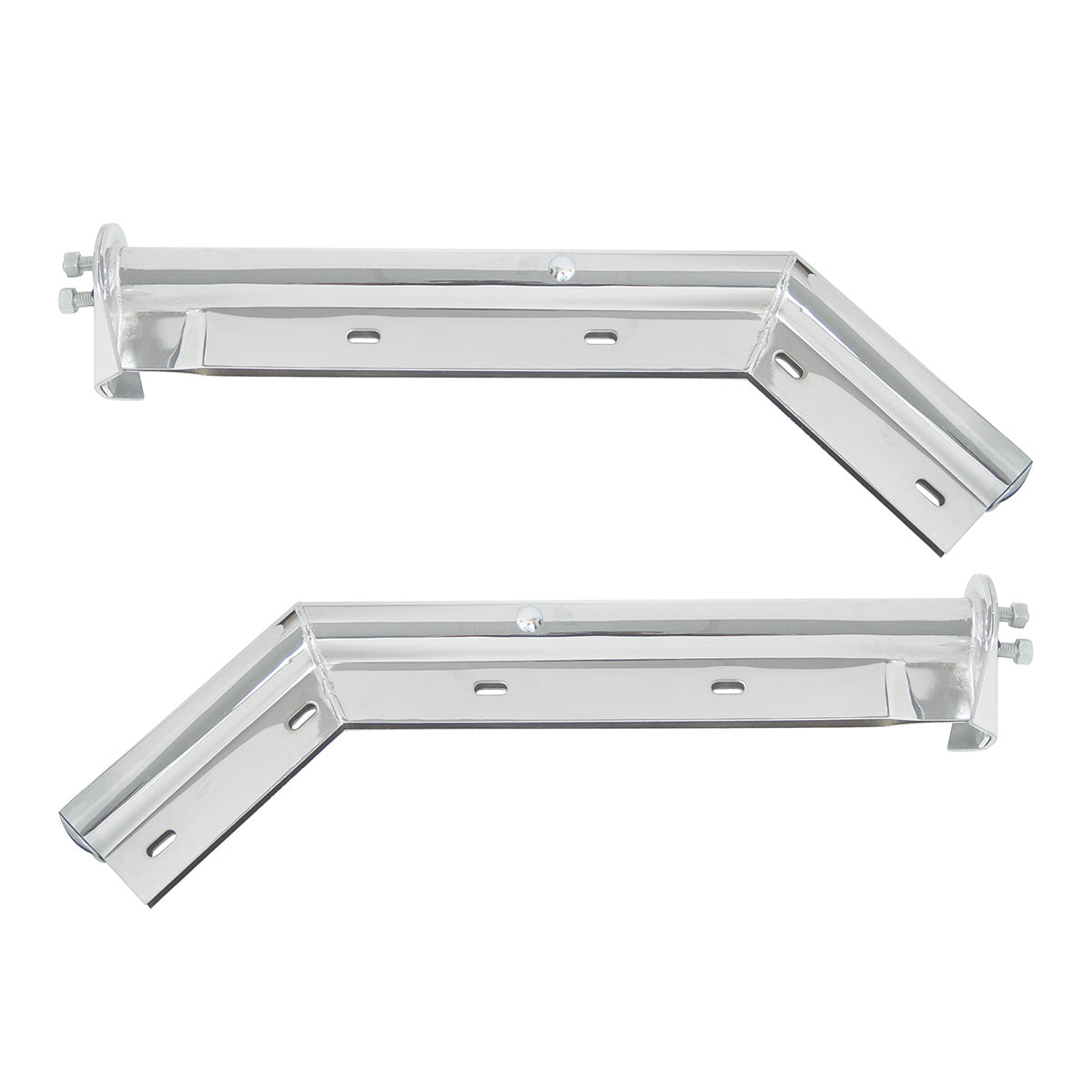 28" Chrome 45-Degree Angled Mud Flap Hangers - 1-1/8" Bolt Pattern (Pair)