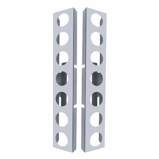 Kenworth Stainless Front Air Cleaner Bracket Only - 14 Light Cutouts (Pair)