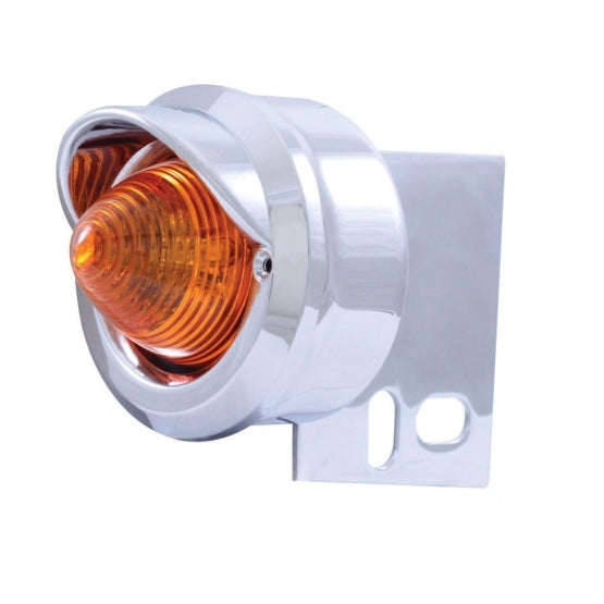 9 LED Beehive Mud Flap Hanger End Light With Visor - Amber LED/Amber Lens