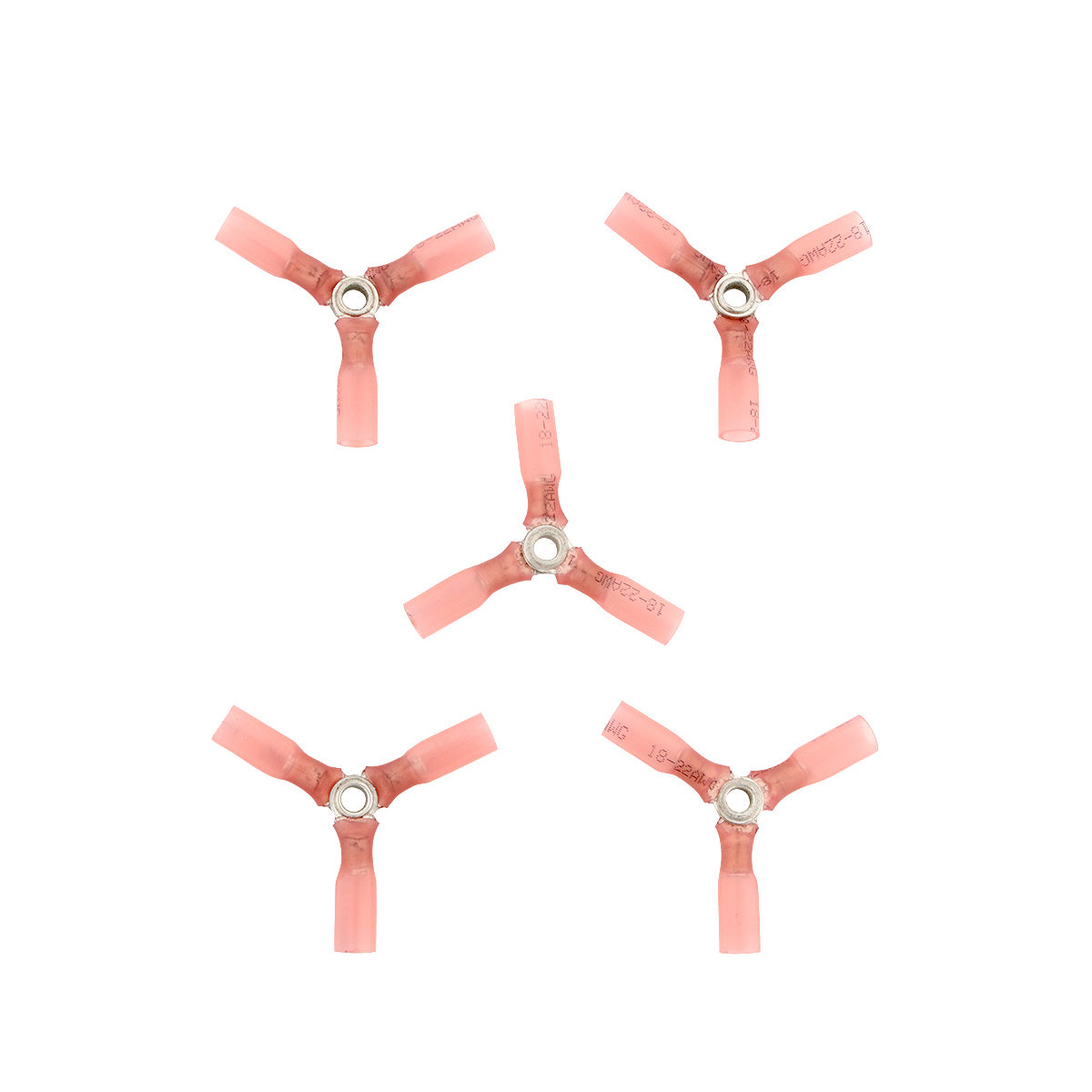 22-18 AWG 3-Way (Y) CS Heat Shrink Connector - Red (5-Pack)