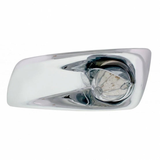Fog Light Cover With 19 LED Watermelon Light & Visor For 2007-17 KW T660 (Driver) - Amber LED/ Clear Lens