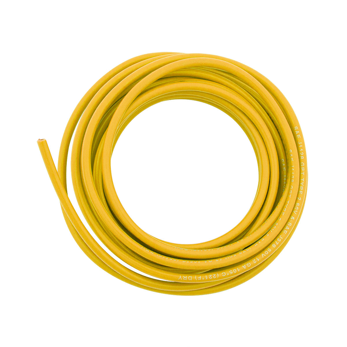 Primary Wire - Rated 80°C 12 AWG, Yellow 12 Ft.