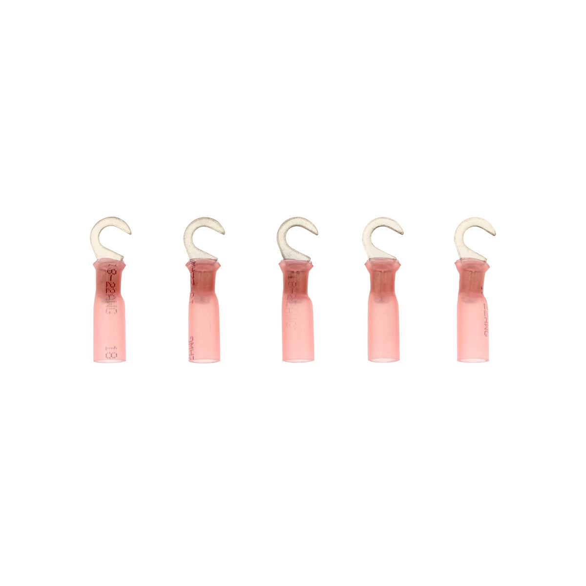 22-18 AWG #10 Stud CS Heat Shrink Hook Terminal - Red (5-Pack)