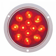 12 LED 4" Round Flange Mount Light (Stop, Turn & Tail) - Red LED/Red Lens (Bulk)