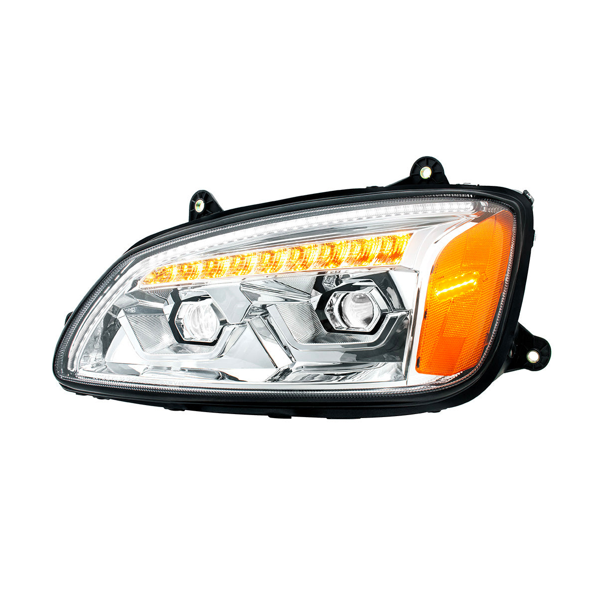 LED Chrome Projection Headlight With Sequential Turn Signal For 2008-2017 Kenworth T660-Driver