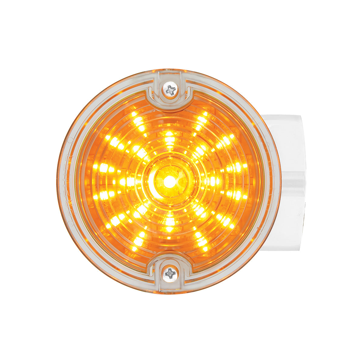 21 LED 3-1/4" Dual Function Signal Light For Harley Motorcycle With Housing - Amber LED/Clear Lens