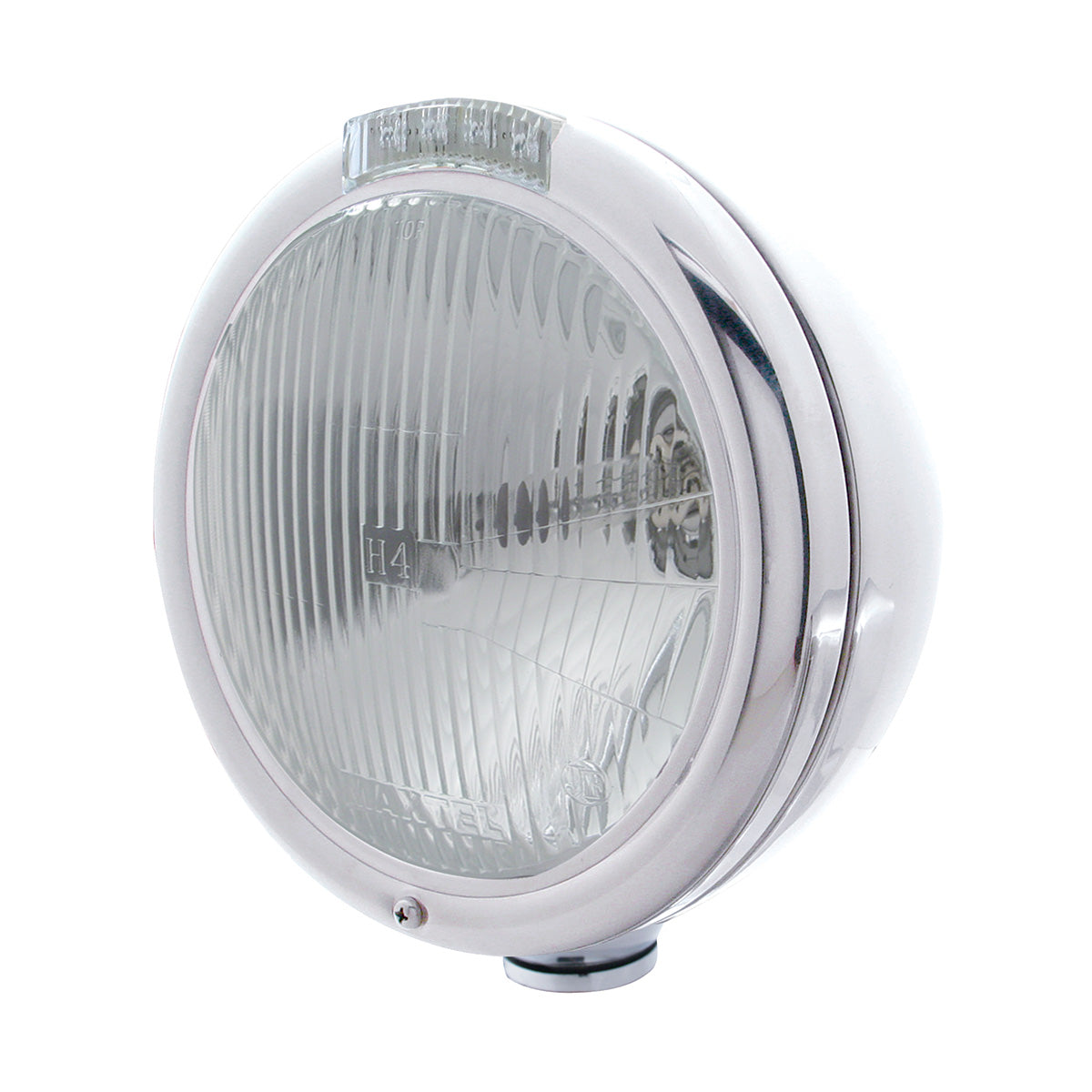 Chrome Classic Headlight H4 Bulb & LED Turn Signal - Clear Lens