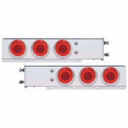 3-3/4" Bolt Pattern SS Spring Loaded Bar With 6X 21 LED 4" GloLight & Visors -Red LED & Lens (Pair)