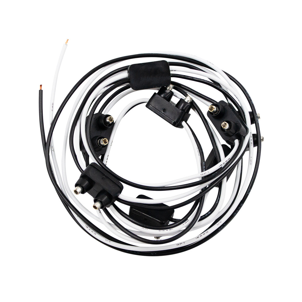 8 Count 2-Prong Male Bullet Plugs 16G Wire Harness - 7" Lead Between Plugs (Bulk)