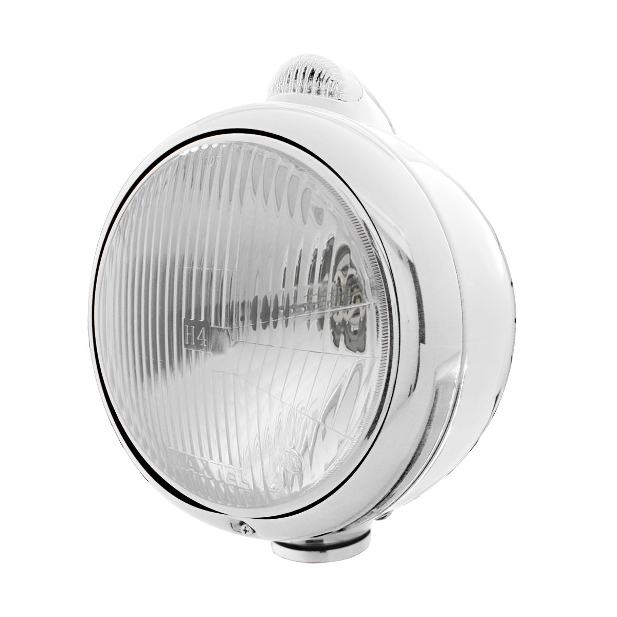 Chrome Guide 682-C Style Headlight H4 & LED Turn Signal - Clear Lens